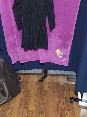 Michael Kors Black Glitter Midi Dress with Long Sleeves